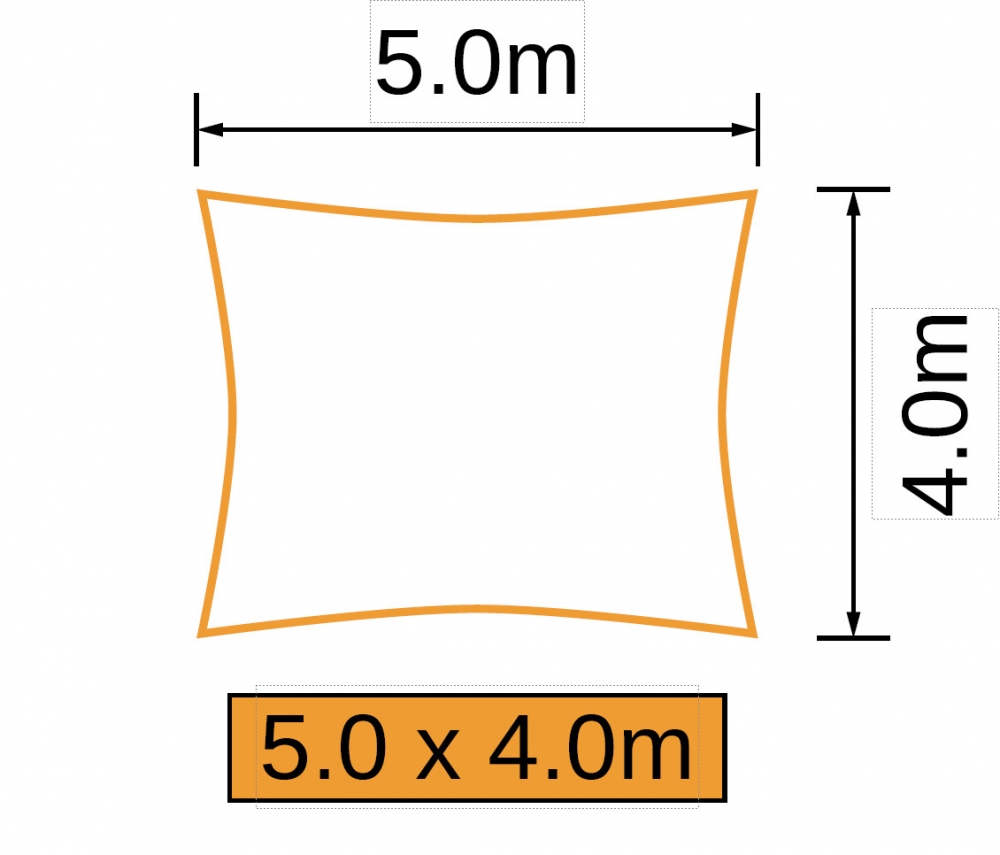 Størrelse rektangulært 5x4 meter