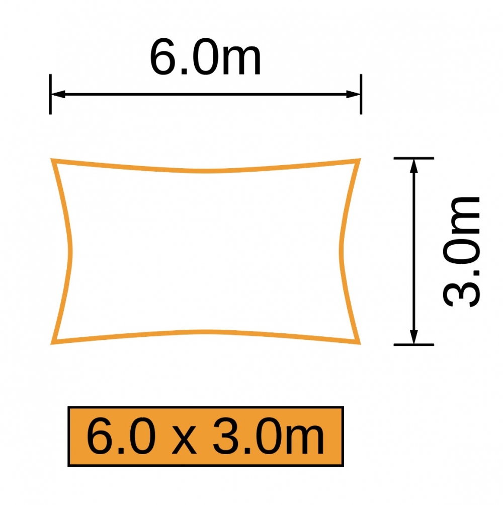 Størrelse rektangulært 6x3 meter